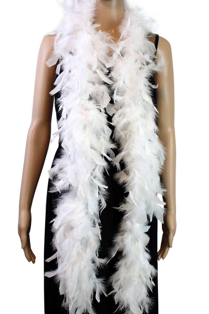 Flydreamfeathers 40 Gram 72" Long, Turkey Chandelle Feather Boa, Dancing Wedding Crafting Party Dress Up, Halloween Costume Decoration(white) - Image 1
